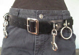 5 Ring Black Leather Bondage Belt - DeadRockers