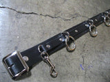 5 Ring Black Leather Bondage Belt