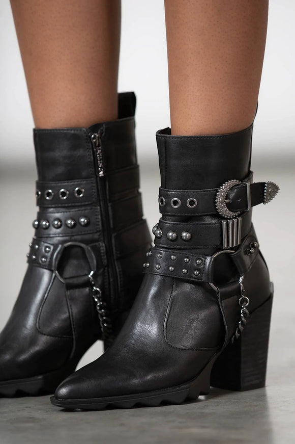 Studded sales buckle booties