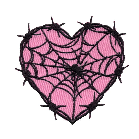 Pink Heart Barbed Wire Spider Patch