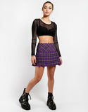 Purple Plaid Pleated Skirt