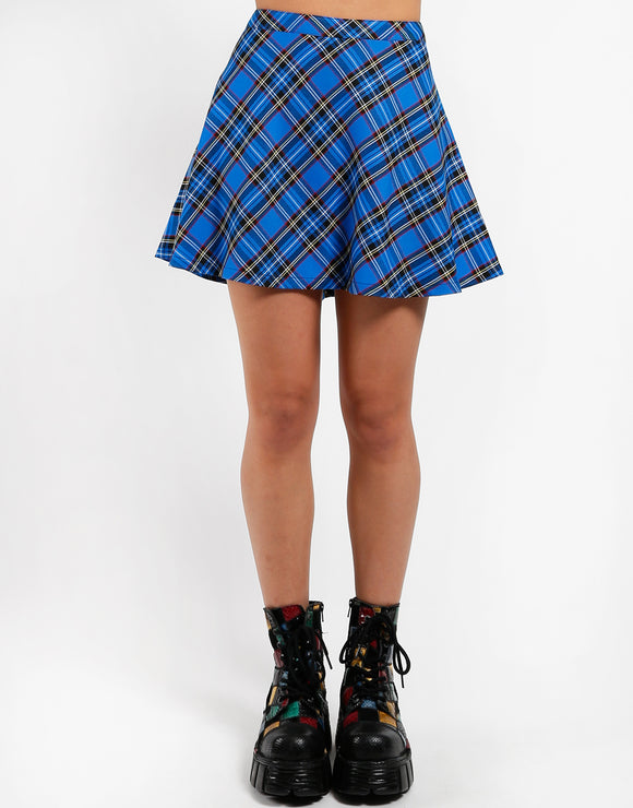Turquoise Plaid Circle Skirt
