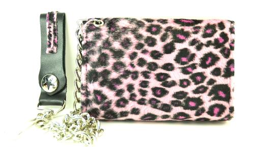 Pink Leopard Print Hair On Hide Clutch / Wallet Mini - TOTeM Salvaged