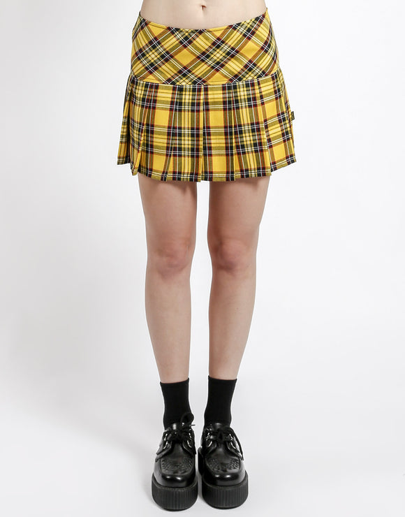 Yellow Plaid Pleated Skirt