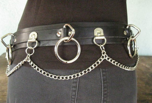 5 Ring Bondage Belt with Chains - DeadRockers