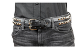 Double Strapped Pyramid Stud Leather Belt