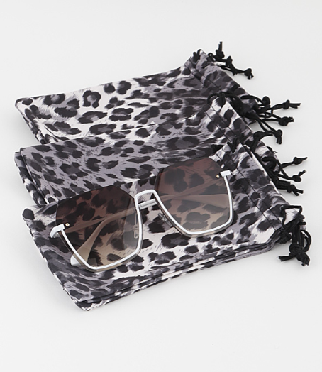 Gray Leopard Sunglasses Pouch