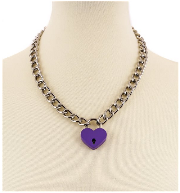 Purple Heart Lock Chain Necklace – DeadRockers