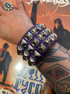 3 Row Purple Pyramid Stud Wristband