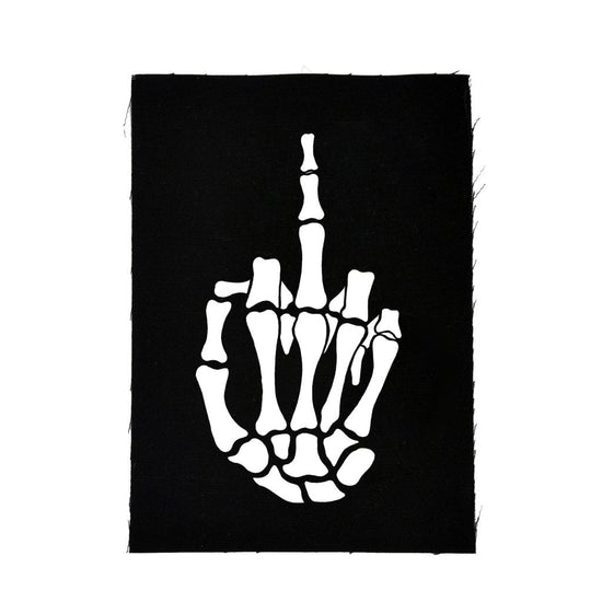 Up Yours Skeleton Hand Middle Finger Cloth Patch
